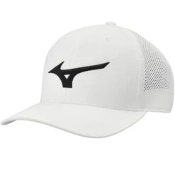 Mizuno Tour Vent Snapback Hat -Golf Shop 2024 mizuno tour vent snapback hat white black front itempicture