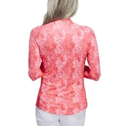 Adidas Women's Essentials Long Sleeve Printed Mock Polo -Golf Shop adidas 2023 womens essentials long sleeve printed mock polo bight red back itempicture