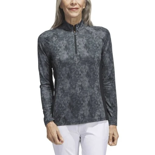 Adidas Women's Essentials Long Sleeve Printed Mock Polo