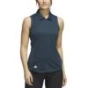 Adidas Women's Texture Sleeveless Polo 2 Adidas Women's Texture Sleeveless Polo -Golf Shop adidas 2023 womens texture sleeveless polo arctic night front itempicture