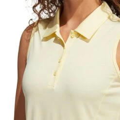 Adidas 2022 Women's Space Dyed Sleeveless Polo -Golf Shop adidas fw22 womens space dyed sleeveless polo almost yellow detail itempicture