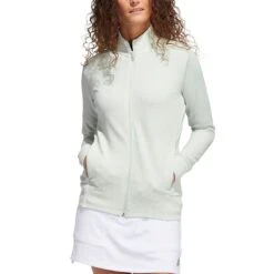 Adidas Women's Textured Full Zip Jacket -Golf Shop adidas fw22 womens textured full zip jacket linen green itempicture