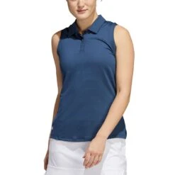 Adidas FW22 Women's Textured Sleeveless Polo -Golf Shop adidas fw22 womens textured sleeveless polo crew navy front itempicture