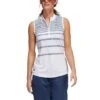 Adidas Women's Ultimate365 Herringbone Stripe Sleeveless Polo -Golf Shop adidas fw22 womens ultimate365 herringbone stripe polo white crew navy front itempicture