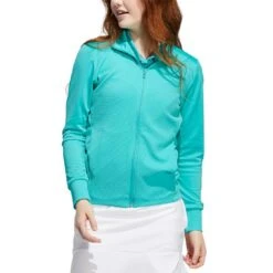 Adidas Women's Textured Full Zip Jacket -Golf Shop adidas ss22 womens textured full zip jacket semi mint rush model itempicture