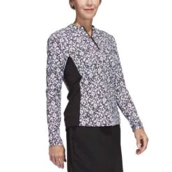 Adidas Women's Ultimate365 Print Pullover 15 Adidas Women's Ultimate365 Print Pullover -Golf Shop adidas ss23 womens ultimate365 print pullover black white side itempicture