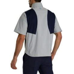 FootJoy HydroLite X Short Sleeve Rain Pullover -Golf Shop footjoy hydrolite x short sleeve rain pullover grey navy back itempicture