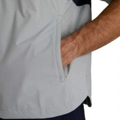 FootJoy HydroLite X Short Sleeve Rain Pullover -Golf Shop footjoy hydrolite x short sleeve rain pullover grey navy detail itempicture