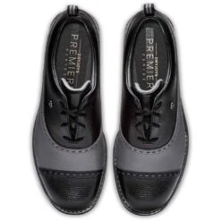 FootJoy Women's Premiere Series Golf Shoes Cap Toe Charcoal/Black -Golf Shop footjoy womens premiere series golf shoes charcoal black cap toe top itempicture