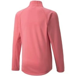 Puma Girls Quarter Zip Pullover -Golf Shop puma 2021 girls quarter zip pullover parfait pink back itempicture