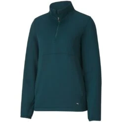 Puma Women's Cloudspun Quarter Zip Pullover -Golf Shop puma 2021 womens cloudspun quarter zip pullover deep teal itempicture