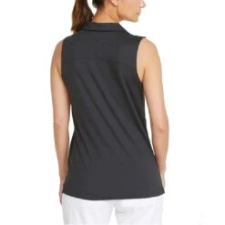 Puma Women's CLOUDSPUN Coast Sleeveless Polo -Golf Shop puma 2022 womens cloudspun coast sleeveless polo black back model itempicture