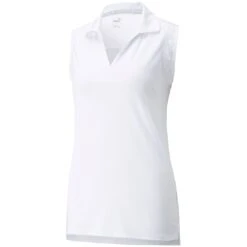 Puma Women's CLOUDSPUN Coast Sleeveless Polo -Golf Shop puma 2022 womens cloudspun coast sleeveless polo white itempicture