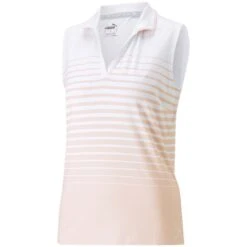 Puma Women's MATTR Stripe Sleeveless Polo -Golf Shop puma 2023 womens mattr stripe sleeveless polo rose dust itempicture