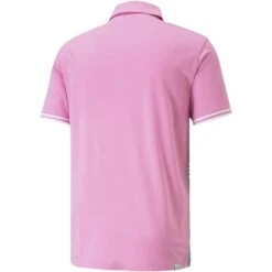 Puma MATTR Track Polo 7 Puma MATTR Track Polo -Golf Shop puma mattr track polo pink mist green lagoon back itempicture