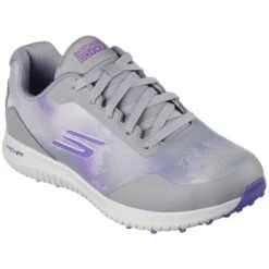 Skechers Women's Arch Fit GO GOLF Max 2 Splash Golf Shoes Grey/Purple -Golf Shop skechers w arch fit go golf max 2 splash grey purple 123068 gypr toe itempicture
