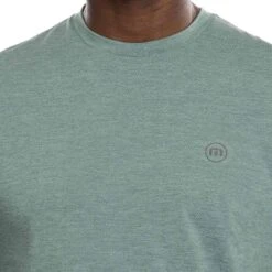 TravisMathew Scenic Vista Active Tee -Golf Shop travismathew scenic vista active tee heather silver pine logo itempicture